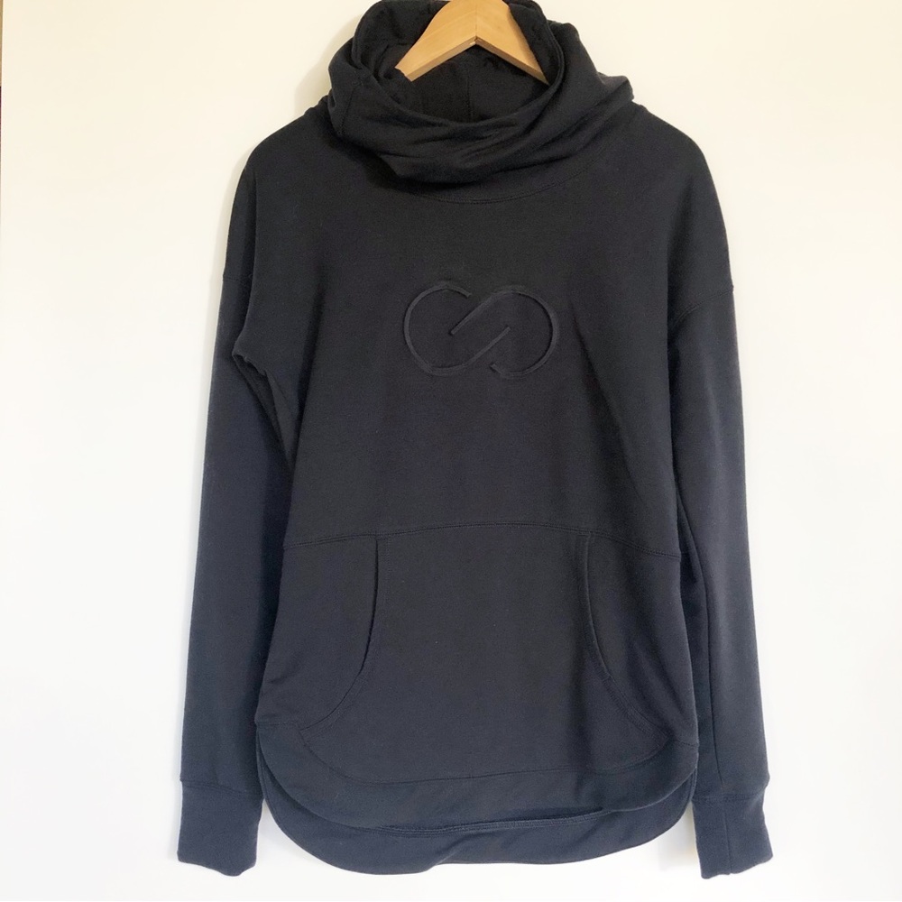 Calia Carrie Underwood Funnel Cowl Neck Hoodie S Logo Pullover Black Sweatshirt